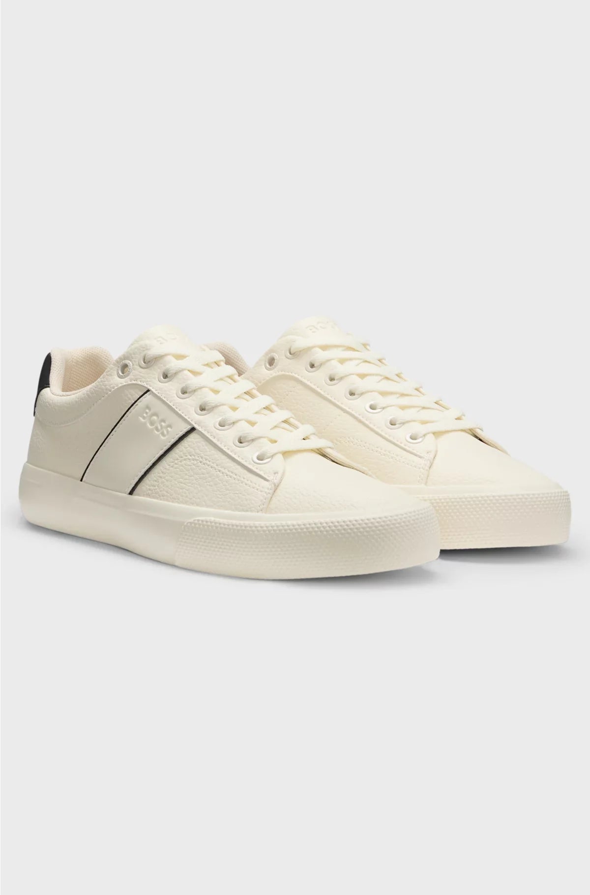 FAUX-LEATHER TRAINERS WITH PLAIN AND GRAINED TEXTURES