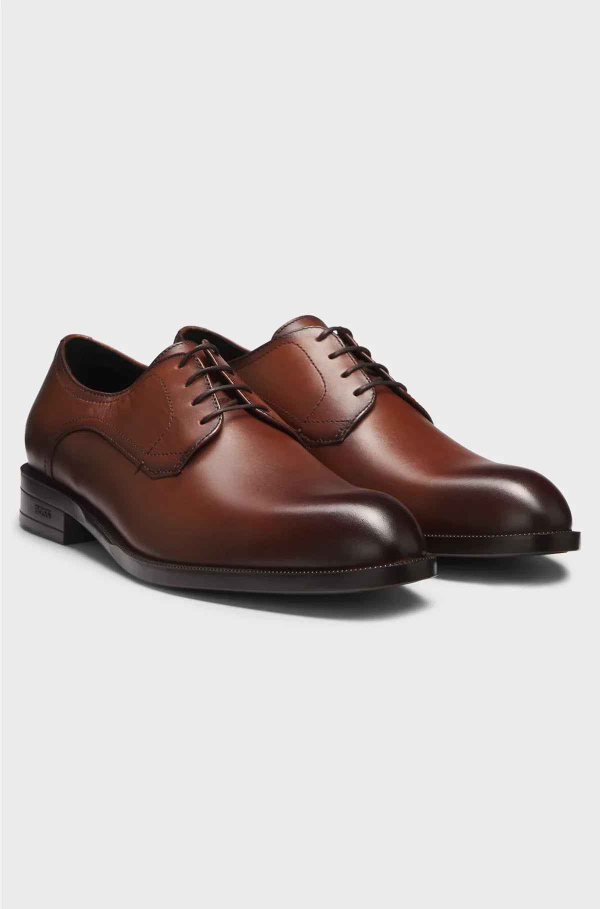 DERBY SHOES IN LEATHER WITH DOUBLE STITCHING
