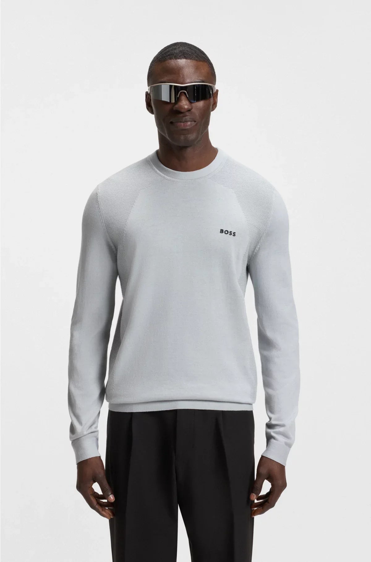 COTTON-BLEND SWEATER WITH BODY-MAPPING AND CONTRAST LOGO