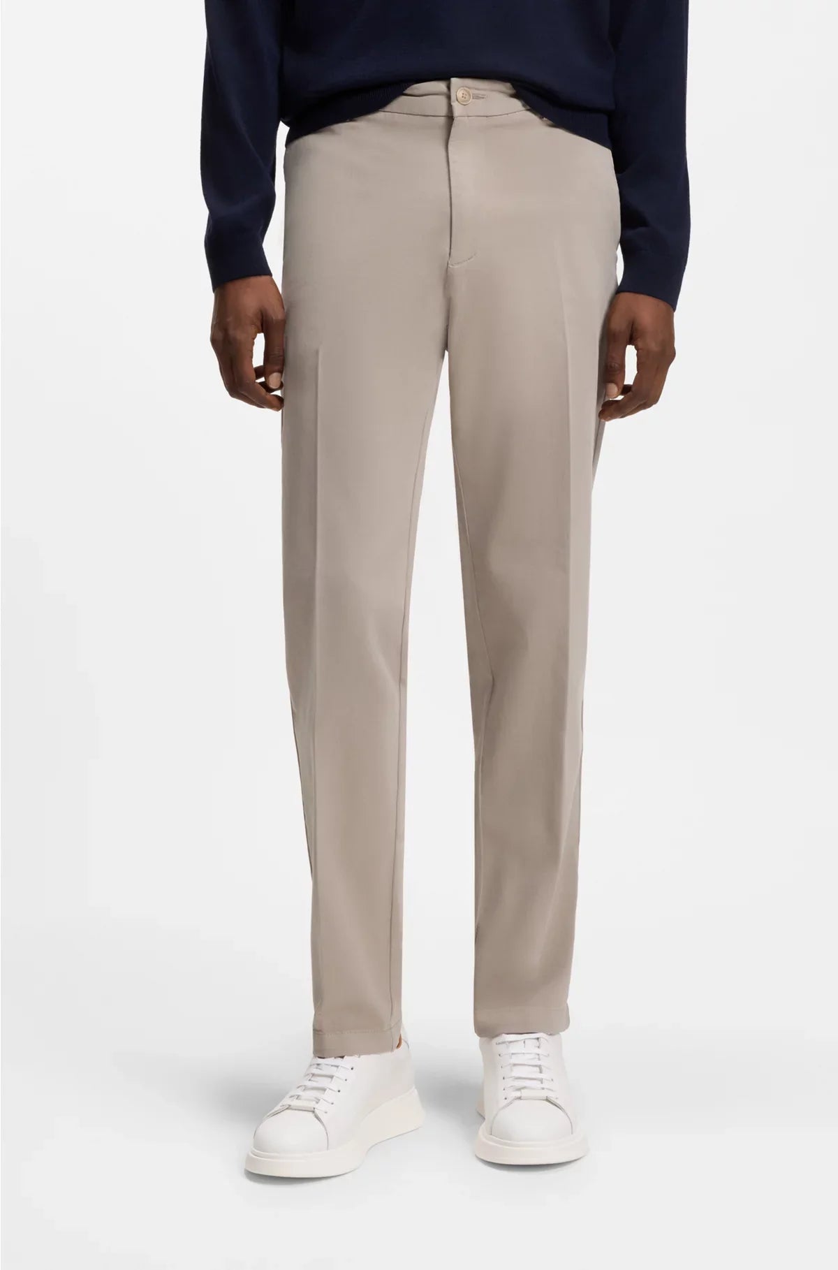 PANTALONI MODERN-FIT IN GABARDINE DI COTONE ELASTICIZZATO