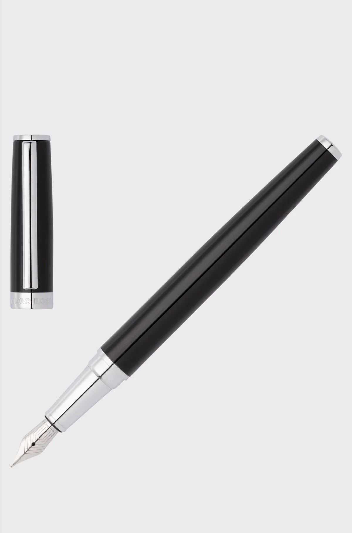 GLOSSY-BLACK LACQUER FOUNTAIN PEN WITH LOGO RING