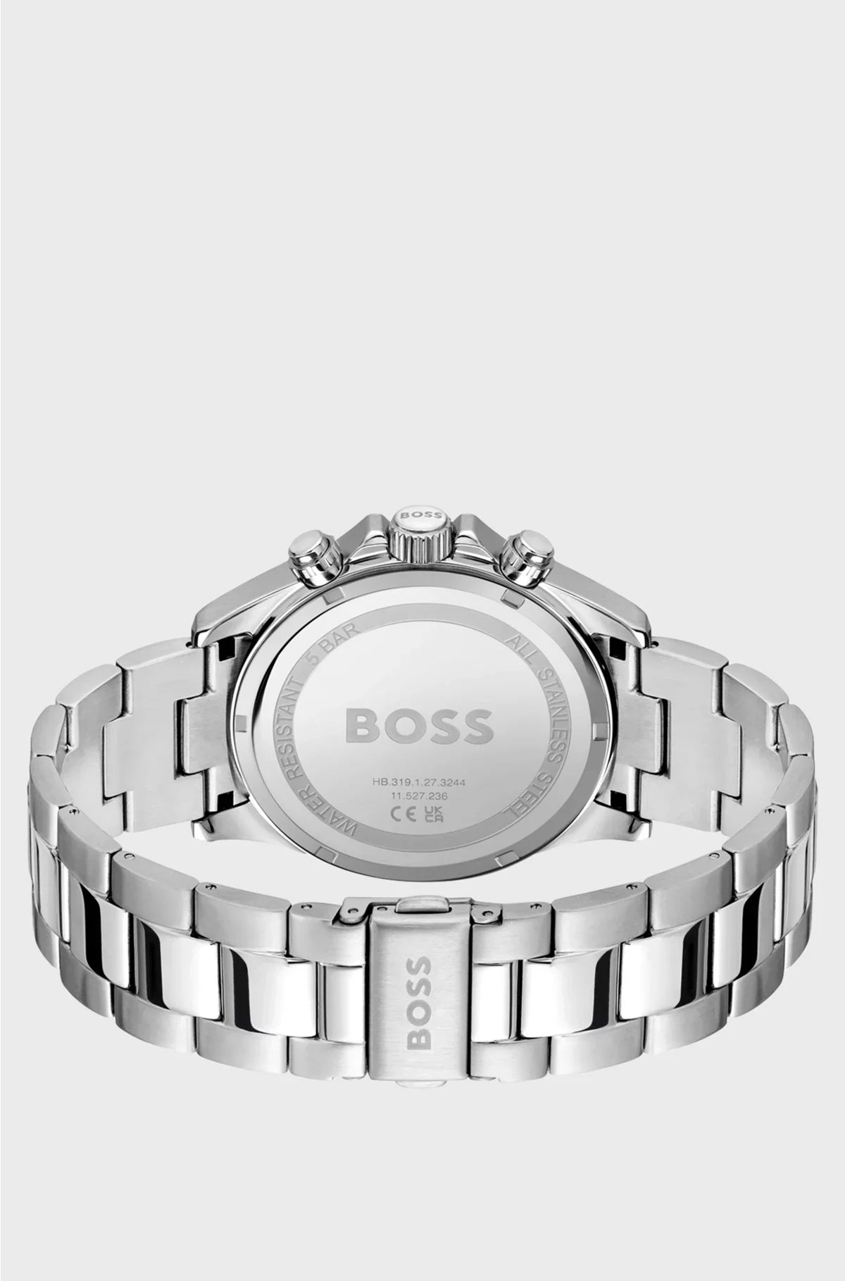 SILVER-TONE CHRONOGRAPH WATCH WITH GREEN DIAL