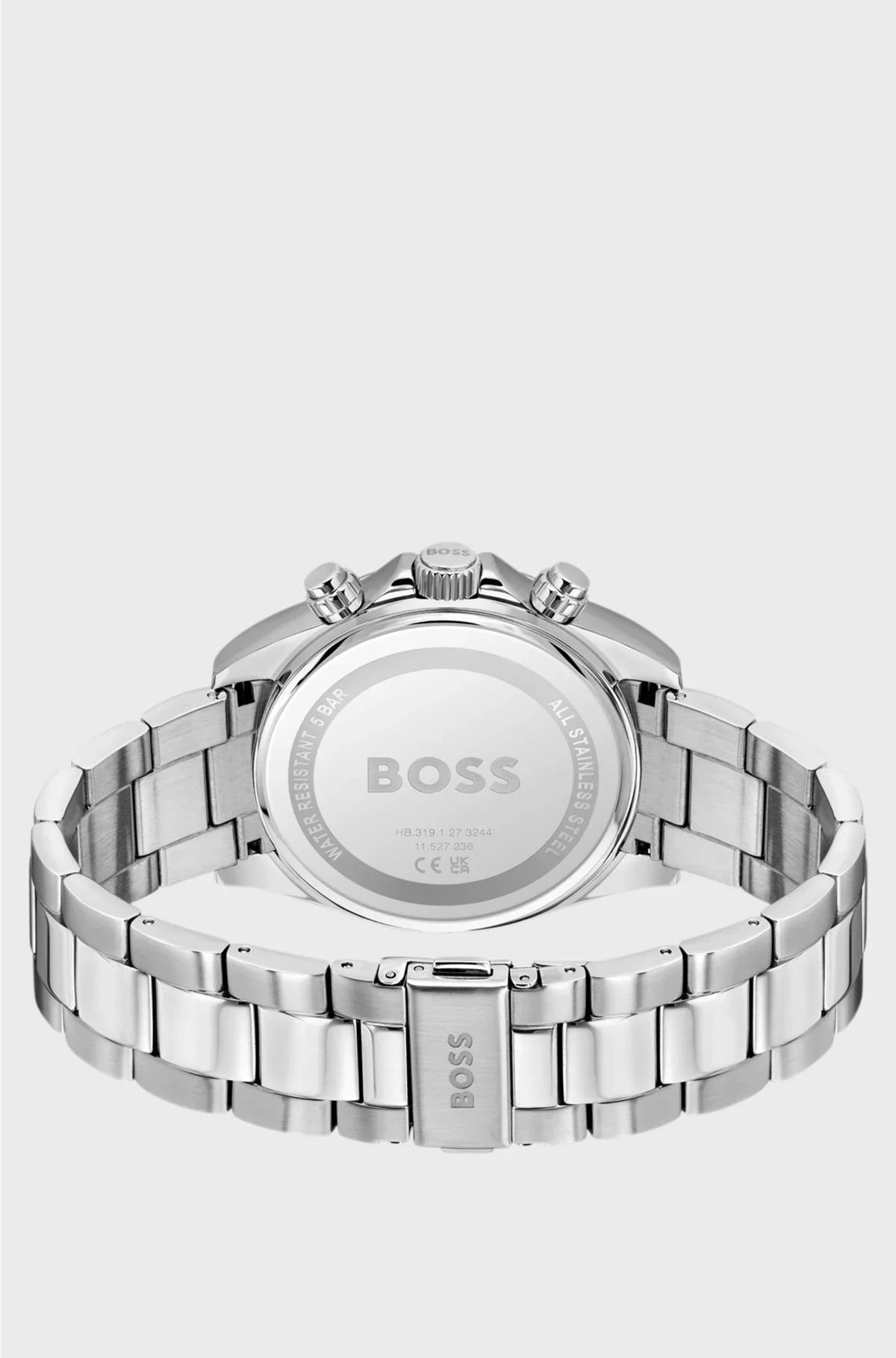 OROLOGIO CRONOGRAFO CON QUADRANTE NERO E BRACCIALE IN ACCIAIO