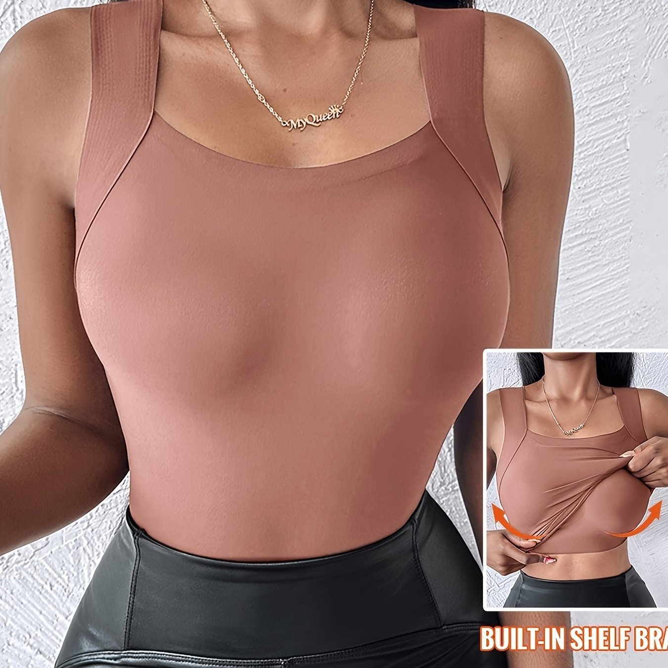 🔥Last Day Promotion 60% OFF⏰👙Women's U Neck Thermal Tank Tops with Built-In Bra👍