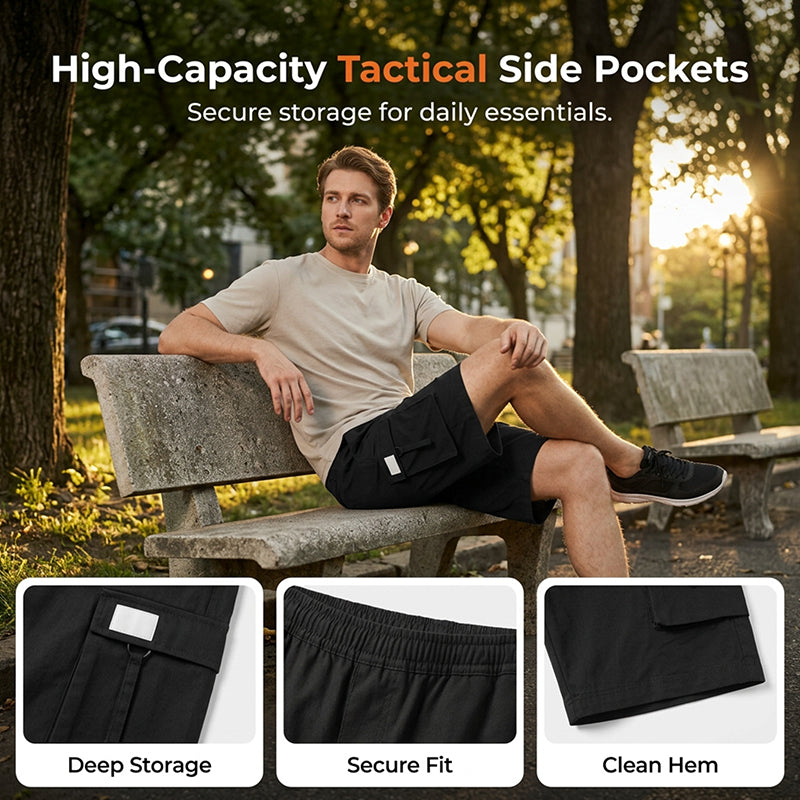 Men's Casual Cargo Shorts with Elastic Waist