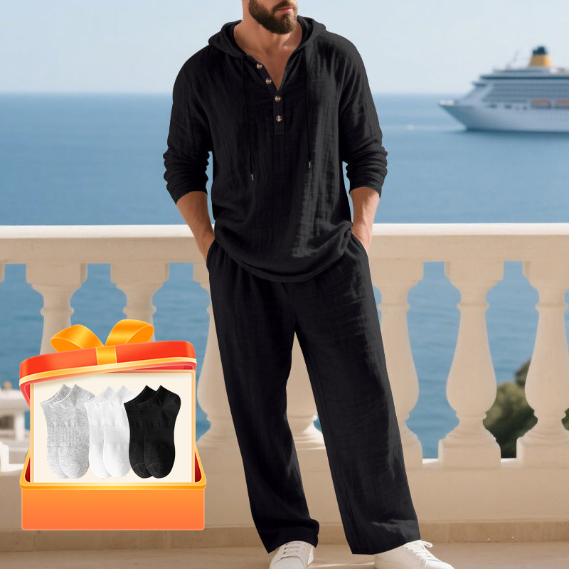 📢📢SCONTO DEL 60%!!! Completo da uomo con cappuccio casual, maglia e pantaloni, 2 pezzi