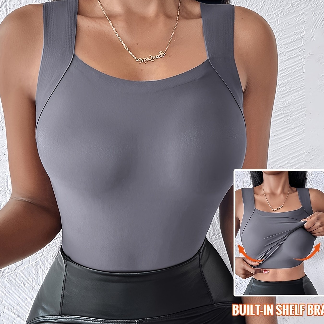 🔥Last Day Promotion 60% OFF⏰👙Women's U Neck Thermal Tank Tops with Built-In Bra👍