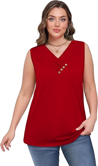 💐2026 Women’s Button Down V Neck Loose Fit Tank Top