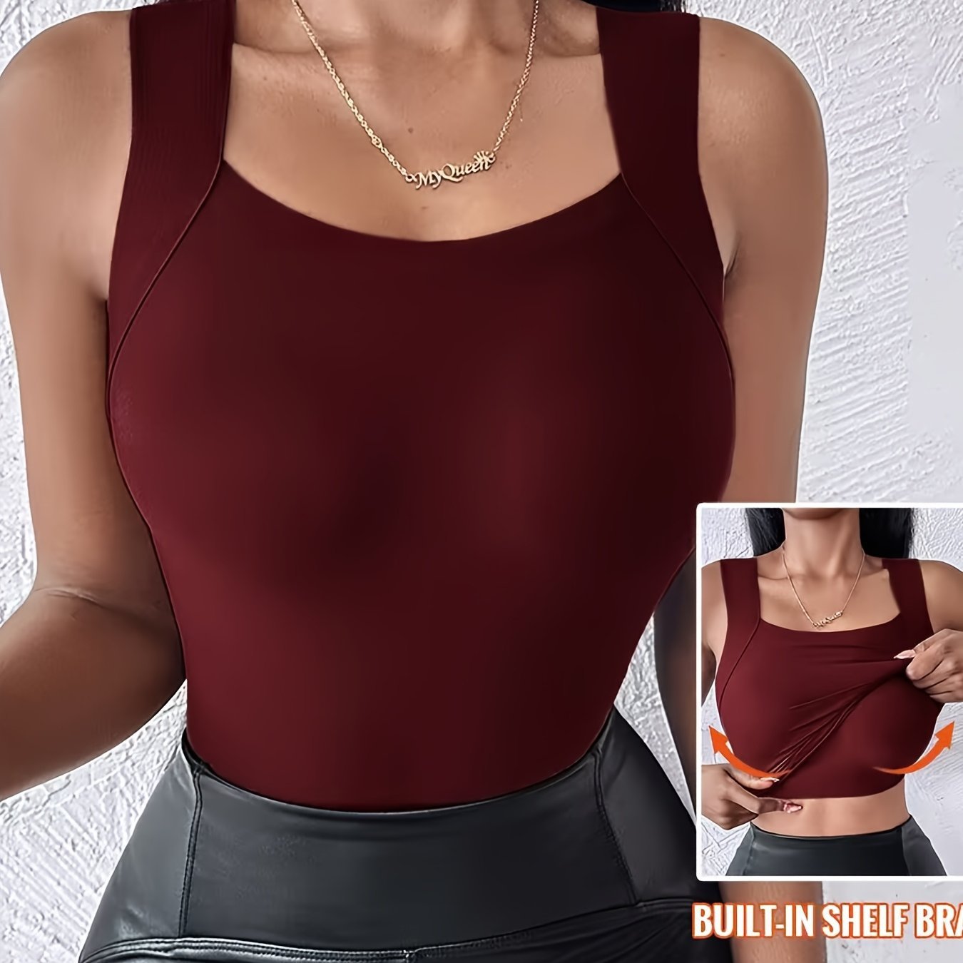 🔥Last Day Promotion 60% OFF⏰👙Women's U Neck Thermal Tank Tops with Built-In Bra👍