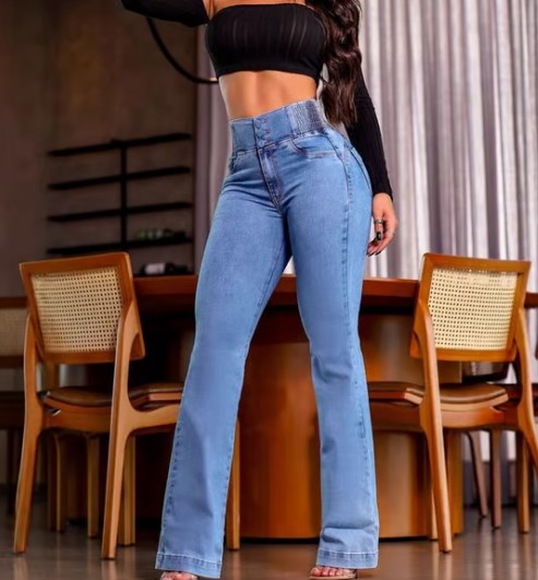 👖 60% DI SCONTO SUBITO! 💃 Jeans Flare Elasticizzati da Donna – Vita Alta, Vestibilità Aderente & Stile Retrò ✨