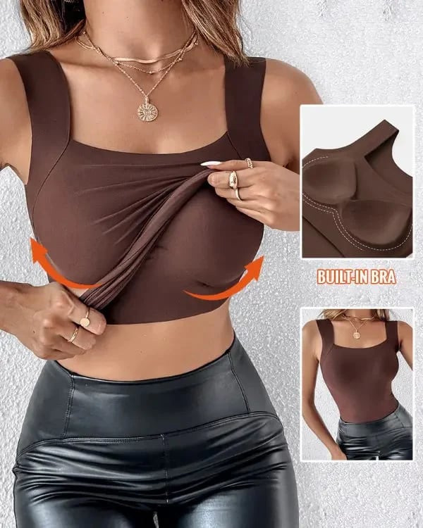 🔥Last Day Promotion 60% OFF⏰👙Women's U Neck Thermal Tank Tops with Built-In Bra👍