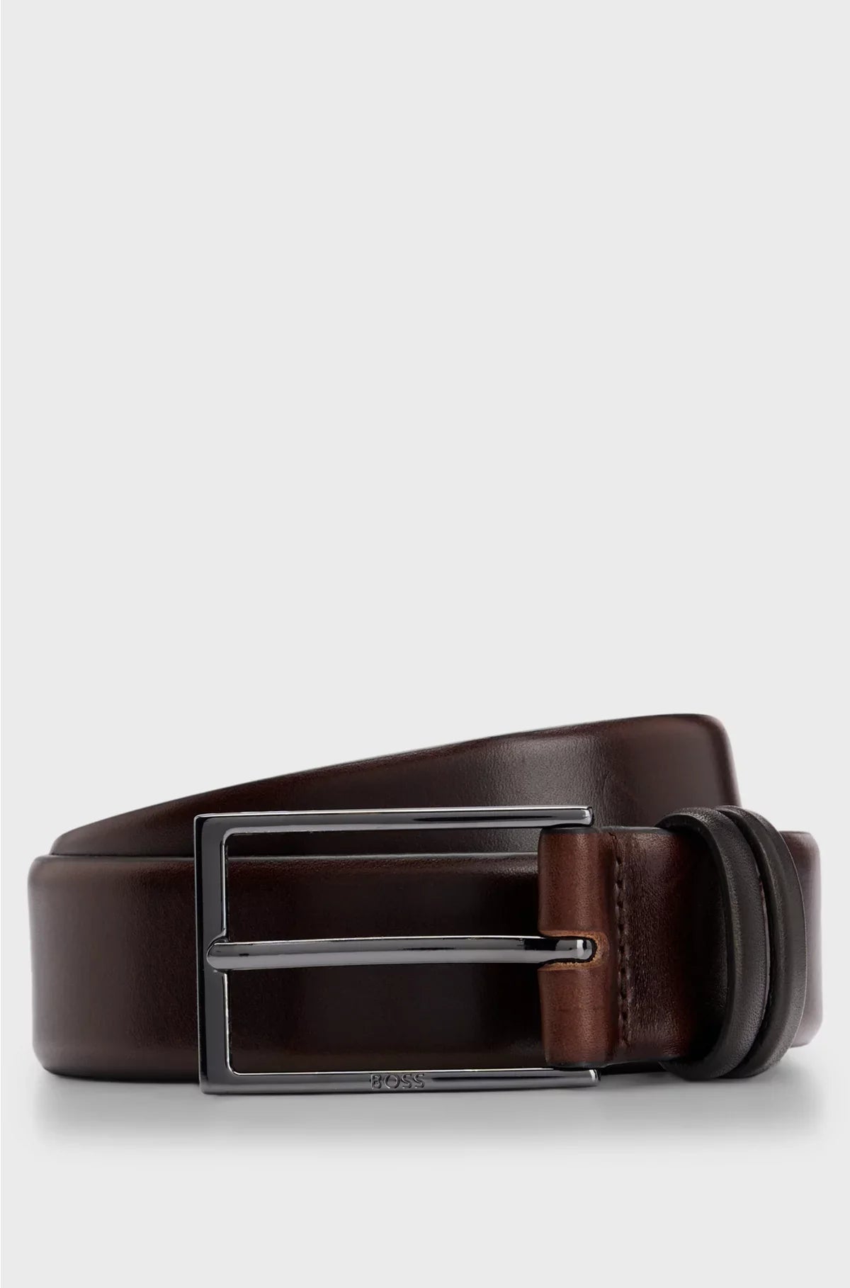 VEGETABLE-TANNED LEATHER BELT WITH GUNMETAL HARDWARE