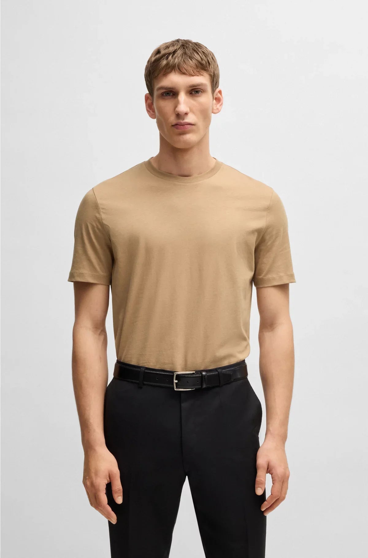 T-SHIRT REGULAR FIT IN JERSEY DI COTONE CON COLLO A COSTINE