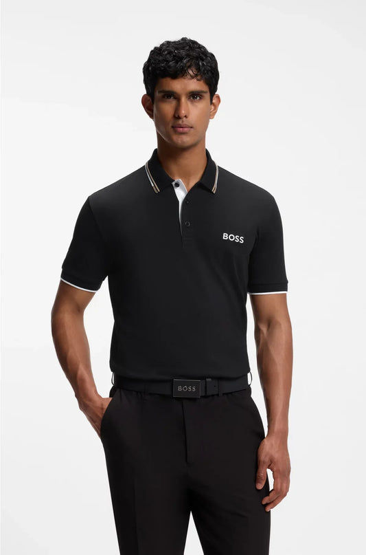 PADDY COTTON-BLEND POLO SHIRT WITH CONTRAST LOGOS