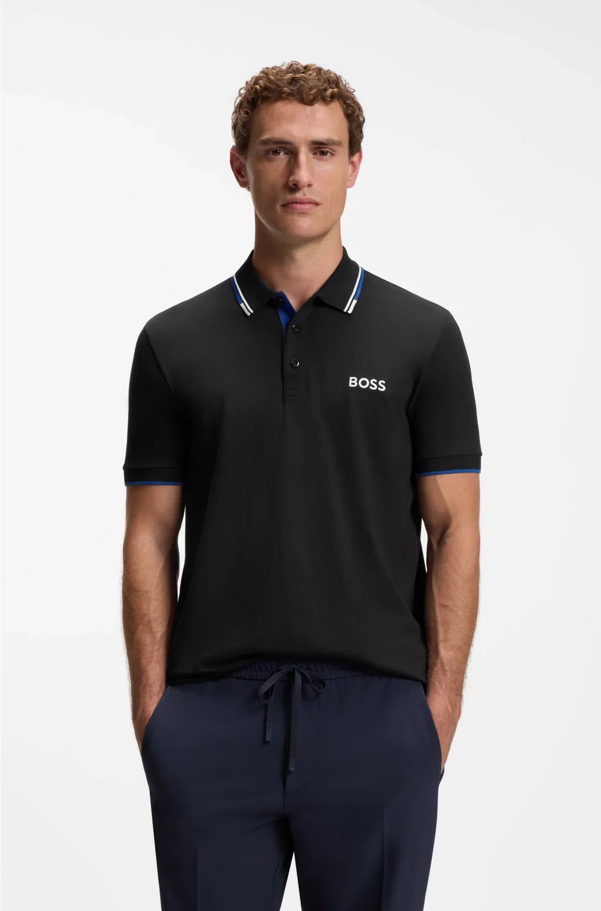 PADDY COTTON-BLEND POLO SHIRT WITH CONTRAST LOGOS