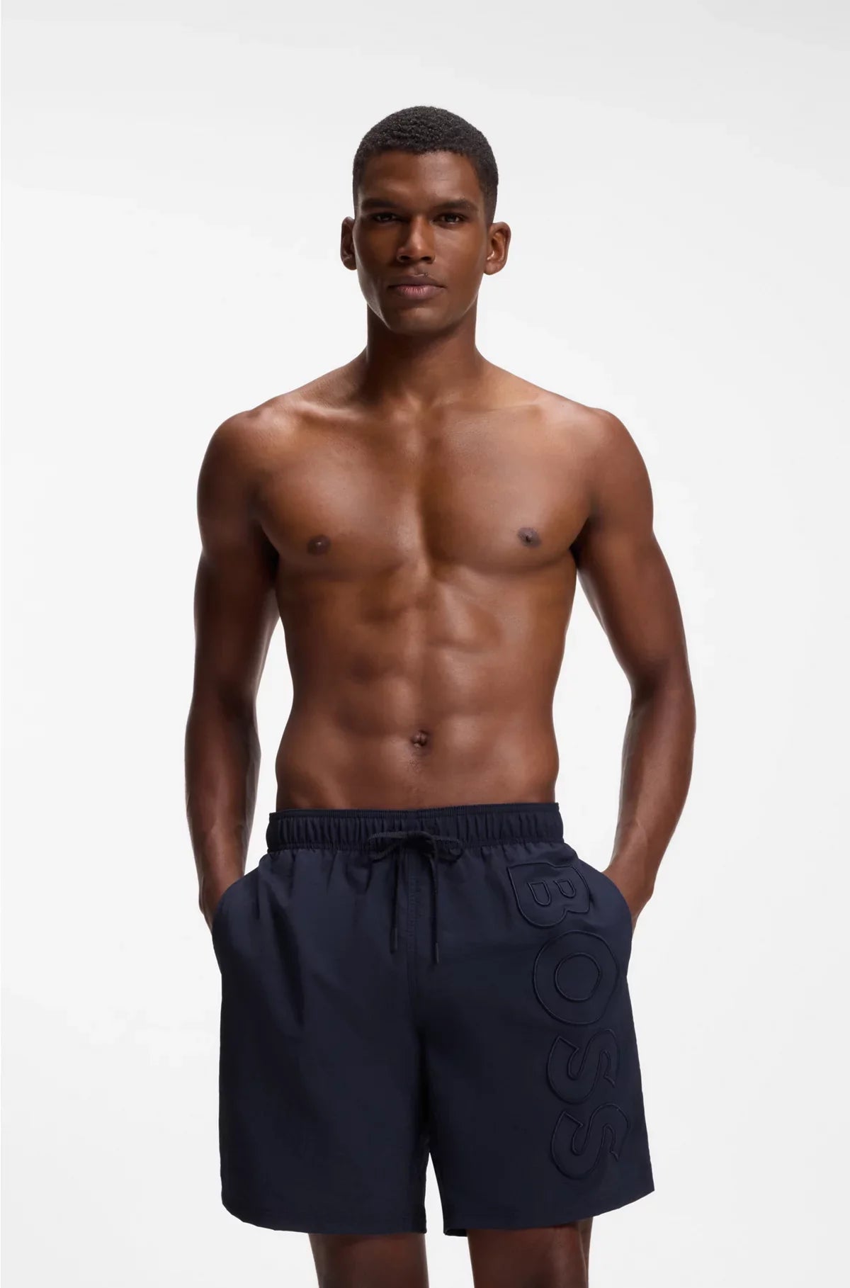 SWIM SHORTS WITH 3D EMBROIDERED LOGO