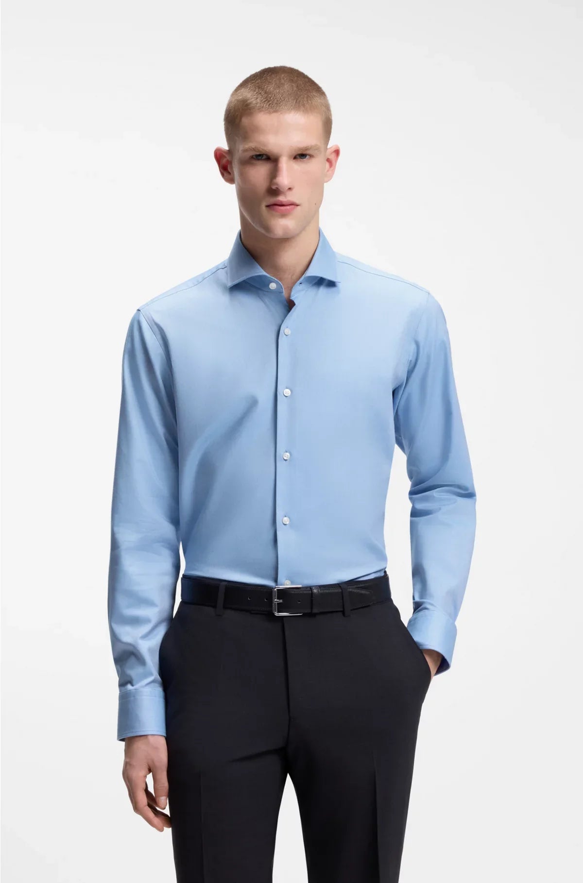 REGULAR-FIT SHIRT IN EASY-IRON STRETCH-COTTON TWILL