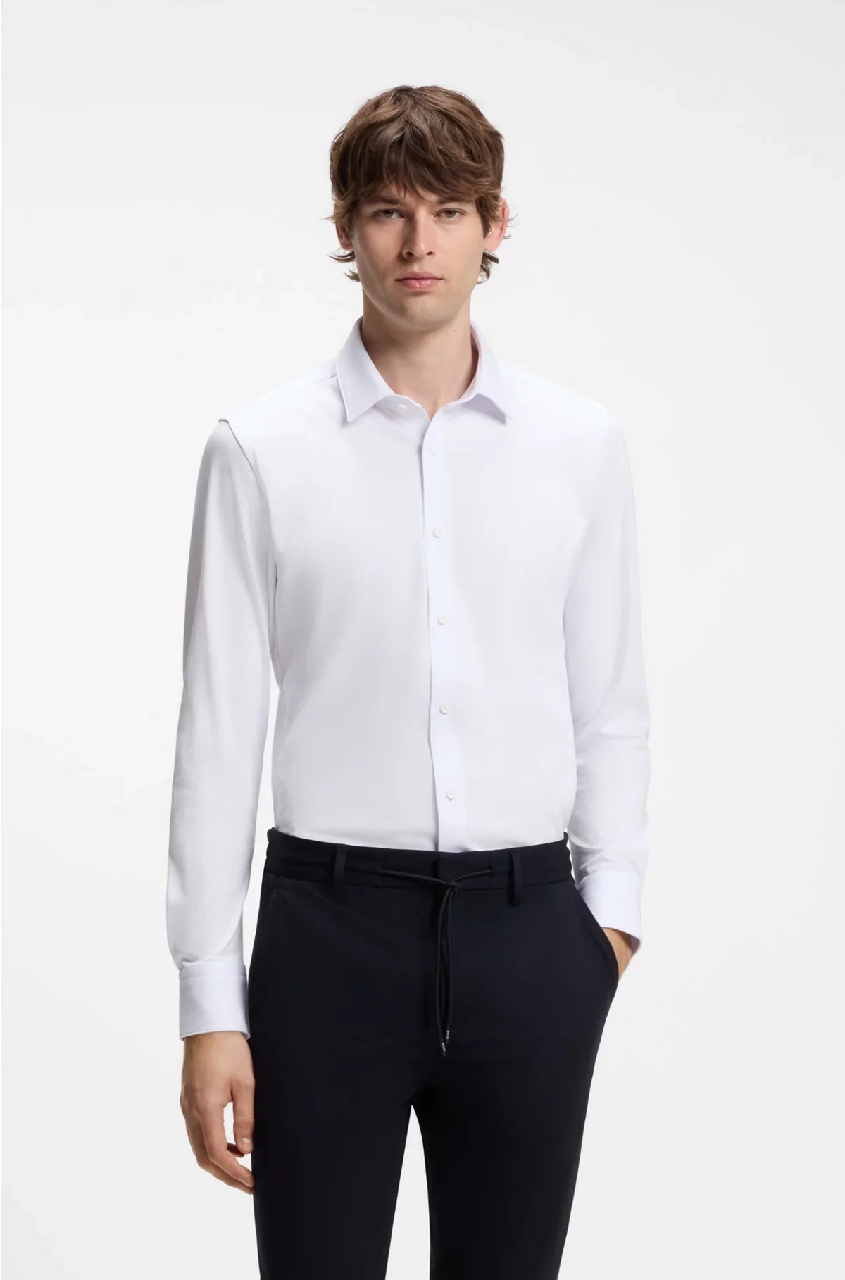 CAMICIA SLIM FIT IN MISTO COTONE ELASTICIZZATO AD ALTE PRESTAZIONI