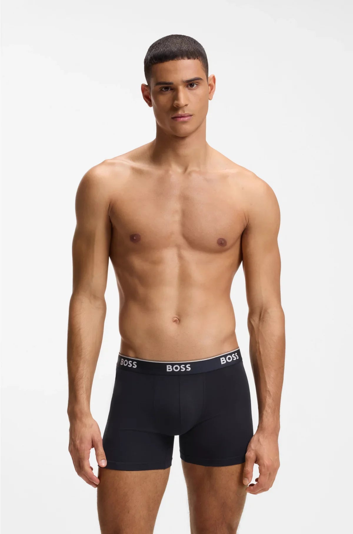 THREE-PACK OF STRETCH-COTTON BOXER BRIEFS WITH LOGOS