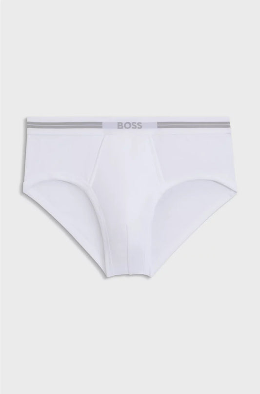 SLIP SGAMBATO IN COTONE A COSTINE CON ELASTICO LOGATO IN VITA
