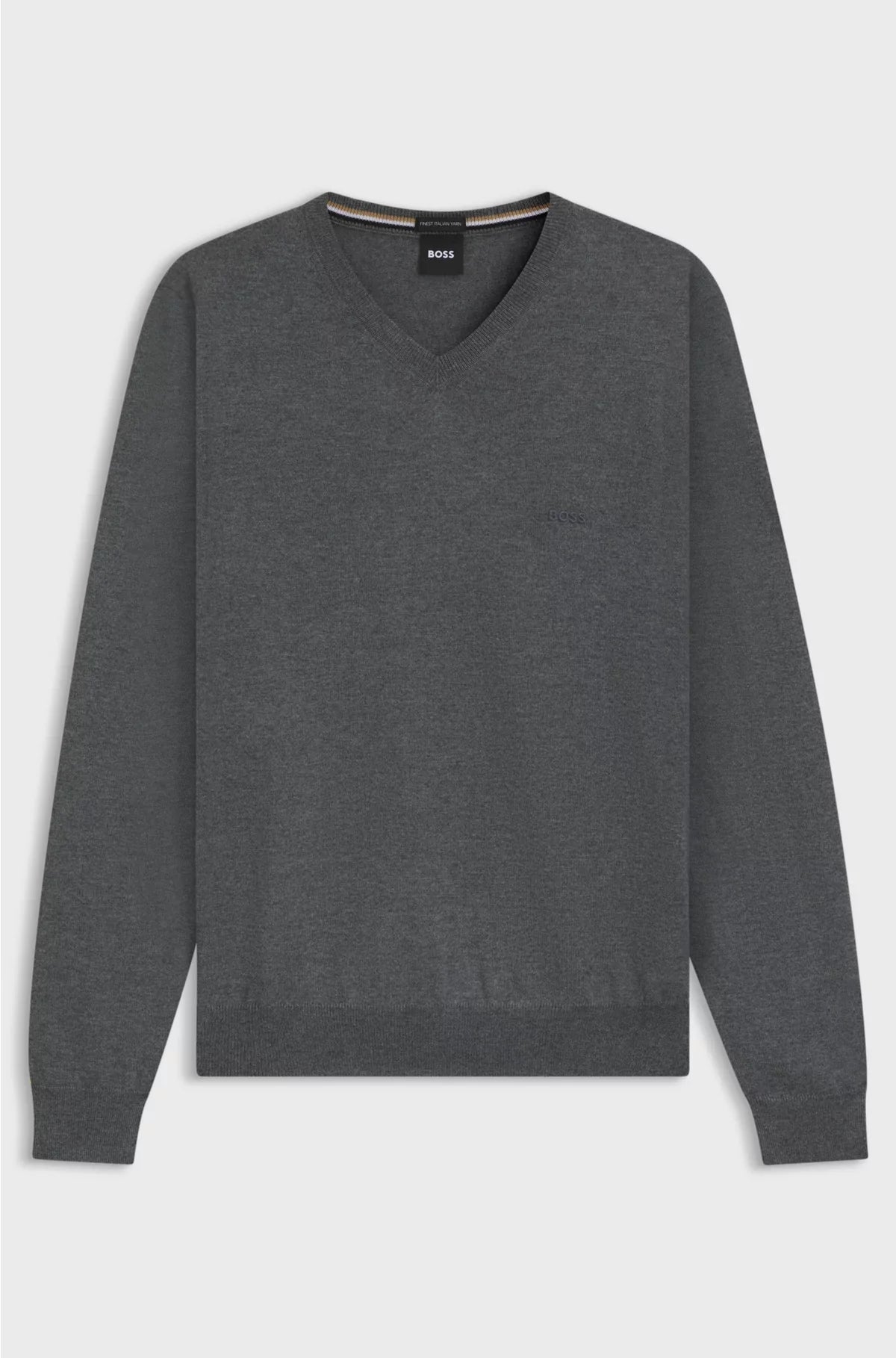 V-NECK SWEATER IN VIRGIN WOOL WITH EMBROIDERED LOGO