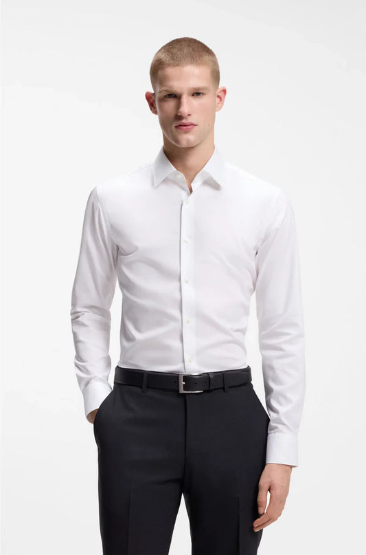 CAMICIA SLIM-FIT IN POPELINE DI COTONE STIRATURA FACILE