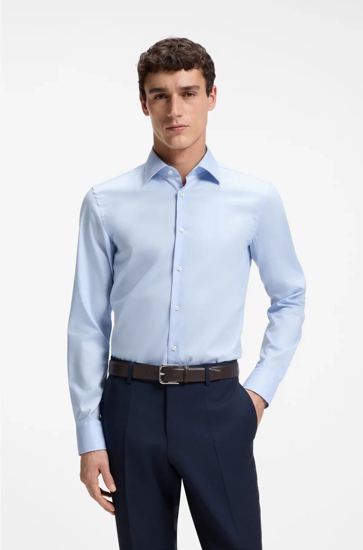 CAMICIA SLIM-FIT IN POPELINE DI COTONE STIRATURA FACILE