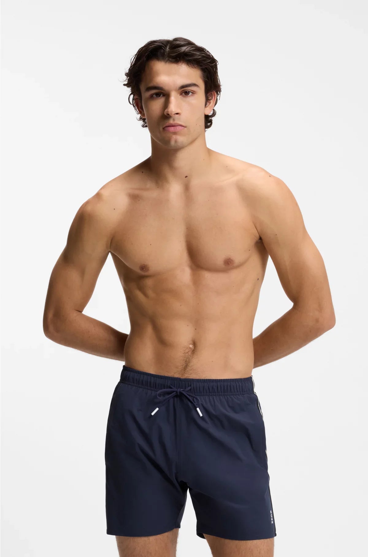 COSTUME DA BAGNO CON FASCIA DISTINTIVA E LOGO
