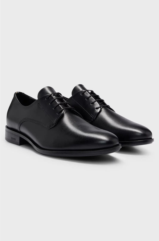 LEATHER DERBY SHOES WITH SIGNATURE TRIMS