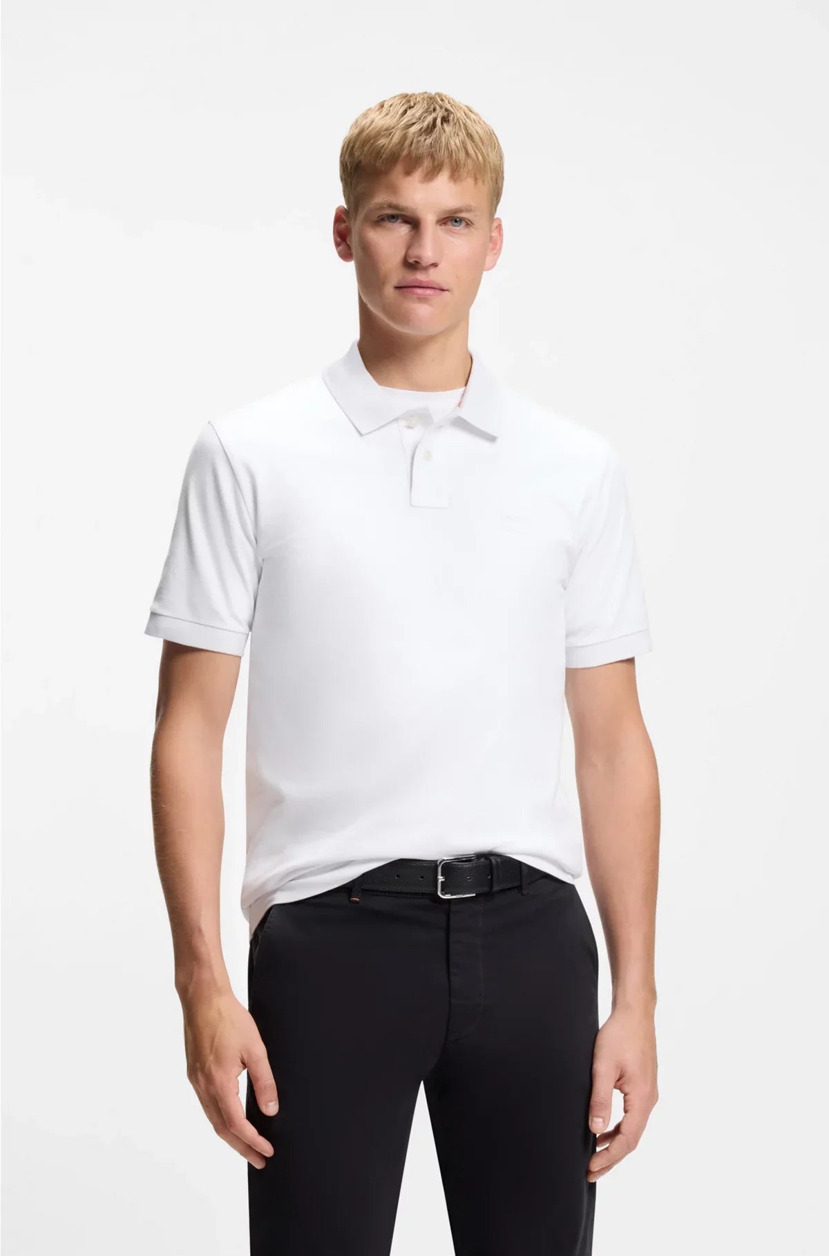 STRETCH-COTTON SLIM-FIT POLO SHIRT WITH LOGO PATCH