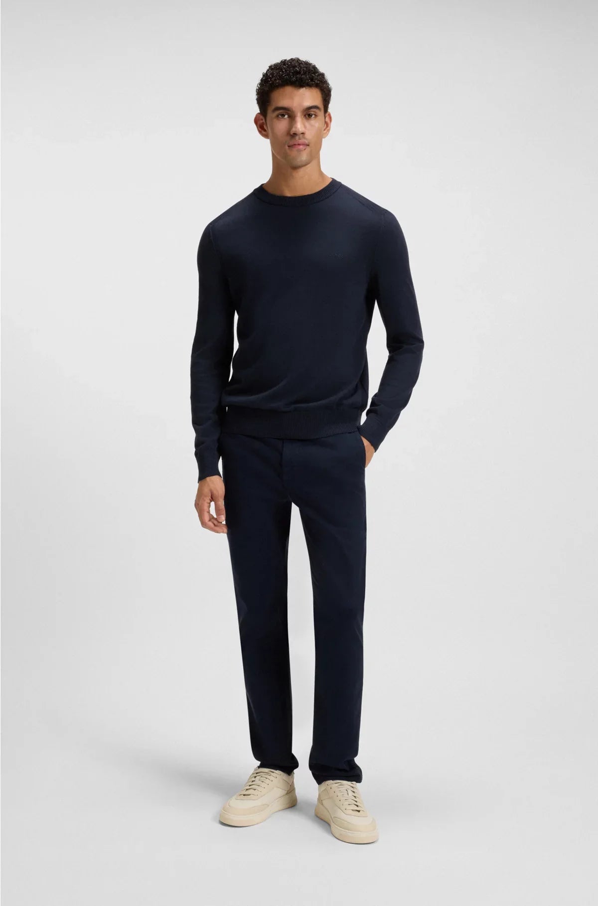 KNITTED-COTTON SWEATER WITH EMBROIDERED LOGO