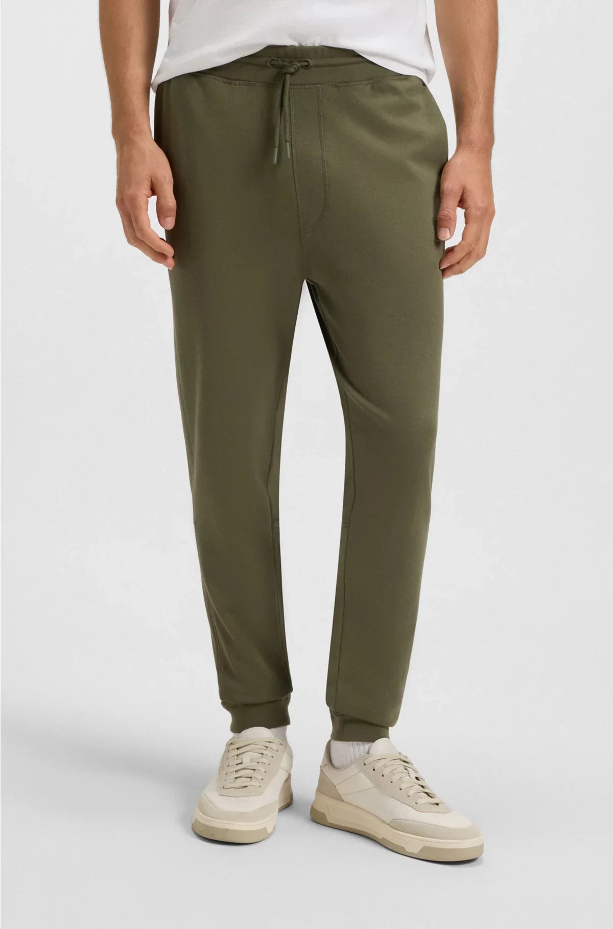 COTTON-TERRY TRACKSUIT BOTTOMS WITH LOGO PATCH