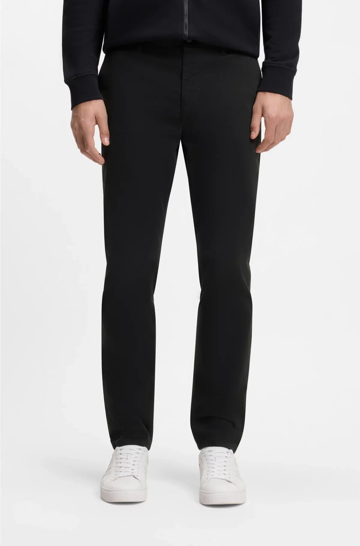 CHINO A VITA SFUMATA IN RASO DI COTONE STRETCH