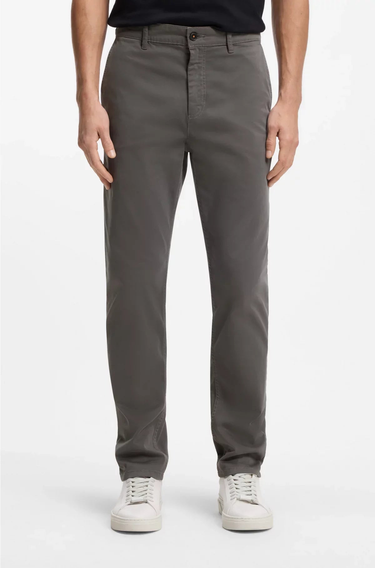 CHINO A VITA SFUMATA IN RASO DI COTONE STRETCH