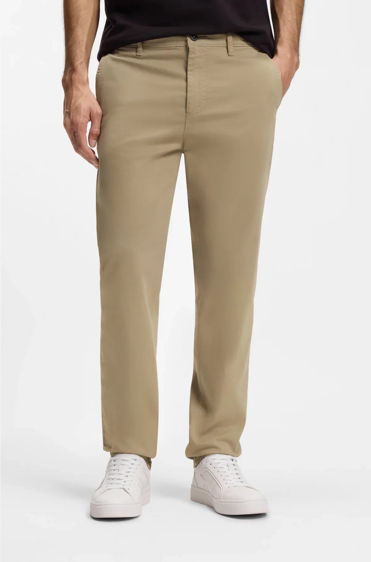 CHINO A VITA SFUMATA IN RASO DI COTONE STRETCH