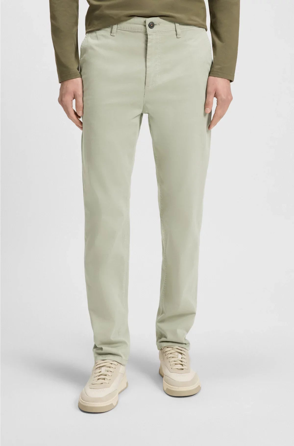 CHINO A VITA SFUMATA IN RASO DI COTONE STRETCH