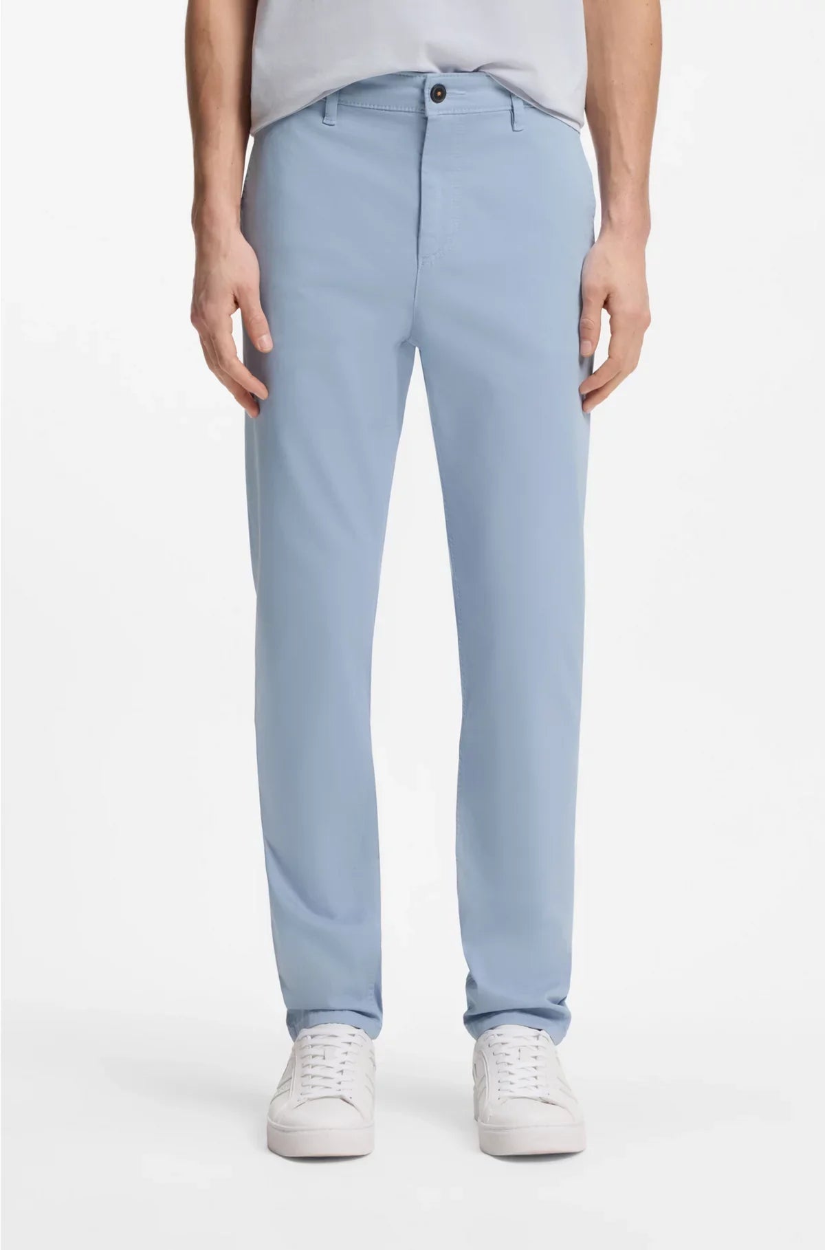 CHINO A VITA SFUMATA IN RASO DI COTONE STRETCH