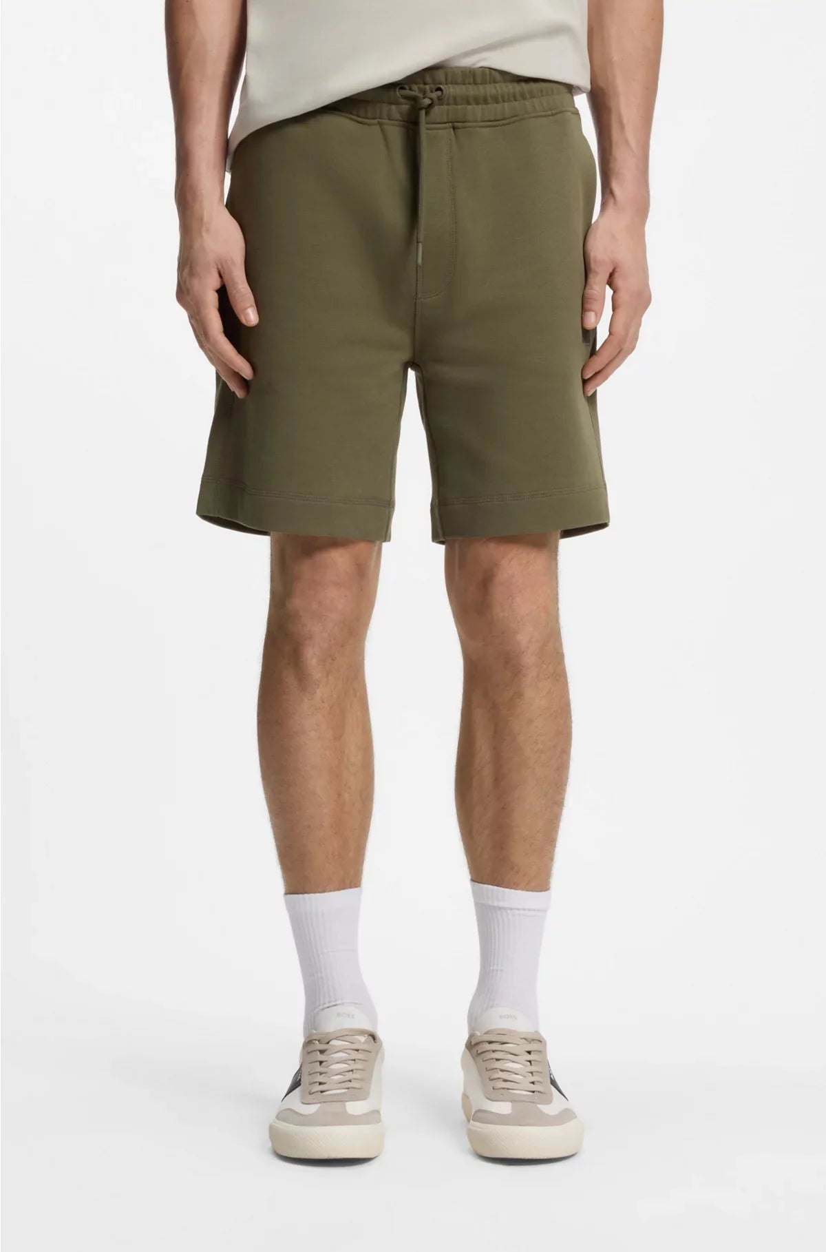 DRAWSTRING SHORTS IN COTTON TERRY WITH LOGO BADGE