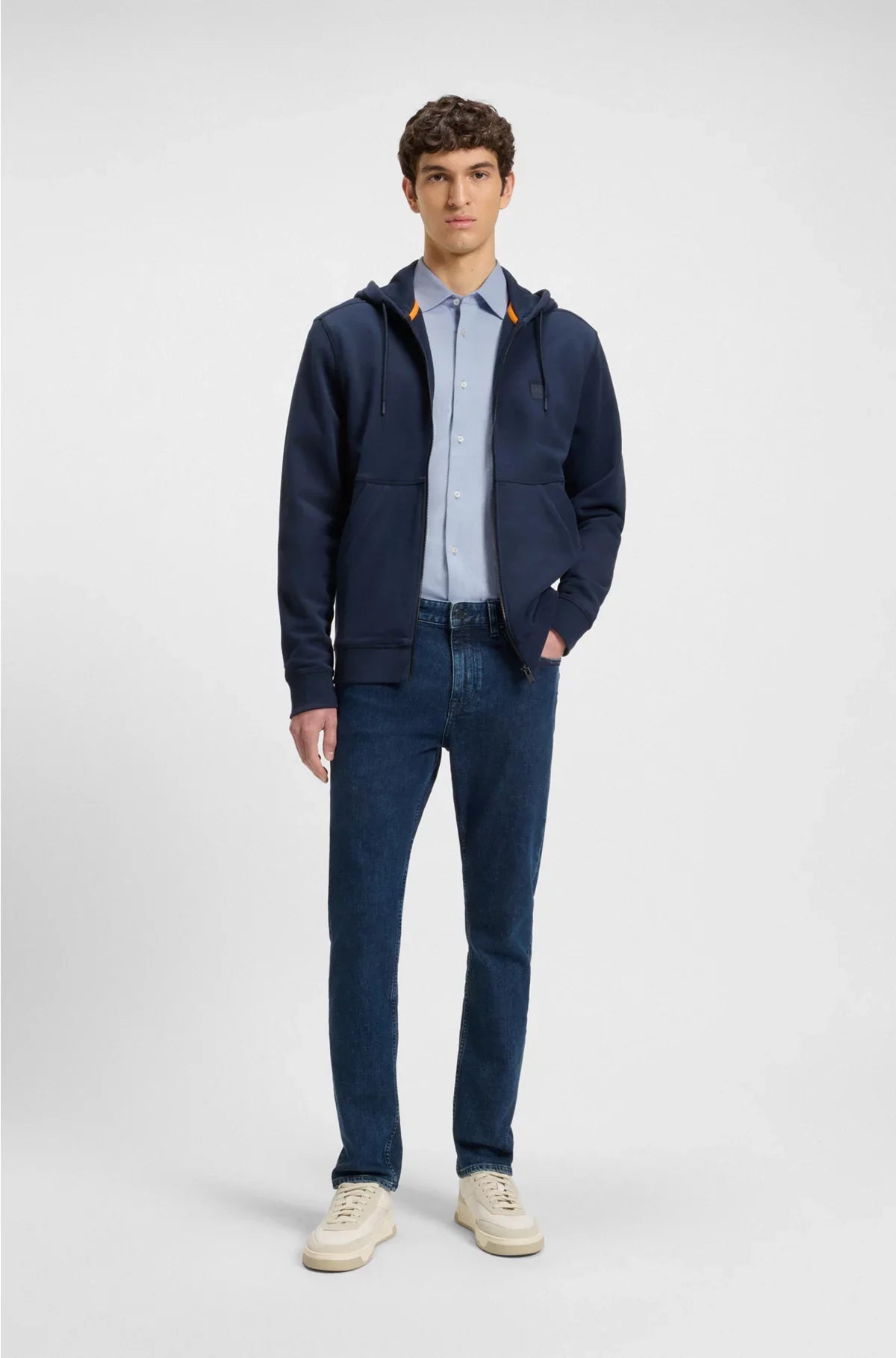 SLIM-FIT SHIRT IN MELANGE COTTON PIQUE