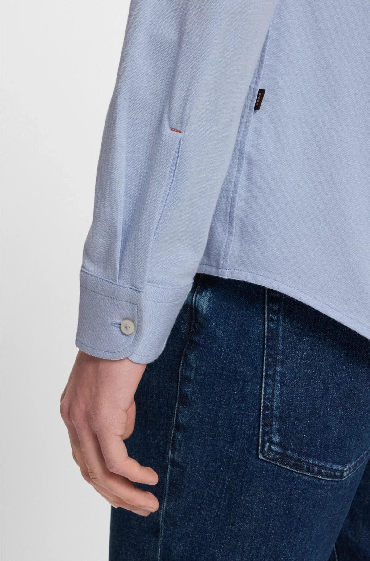 SLIM-FIT SHIRT IN MELANGE COTTON PIQUE