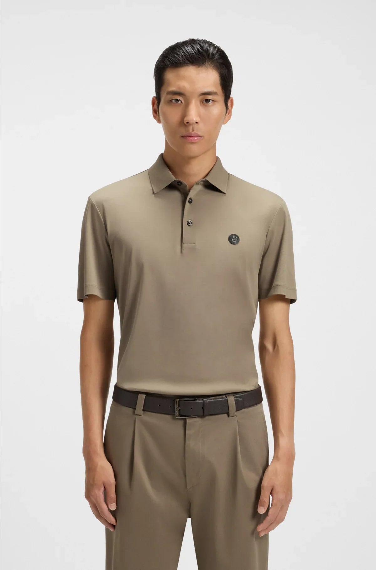 MERCERISED-COTTON POLO SHIRT WITH DOUBLE MONOGRAM