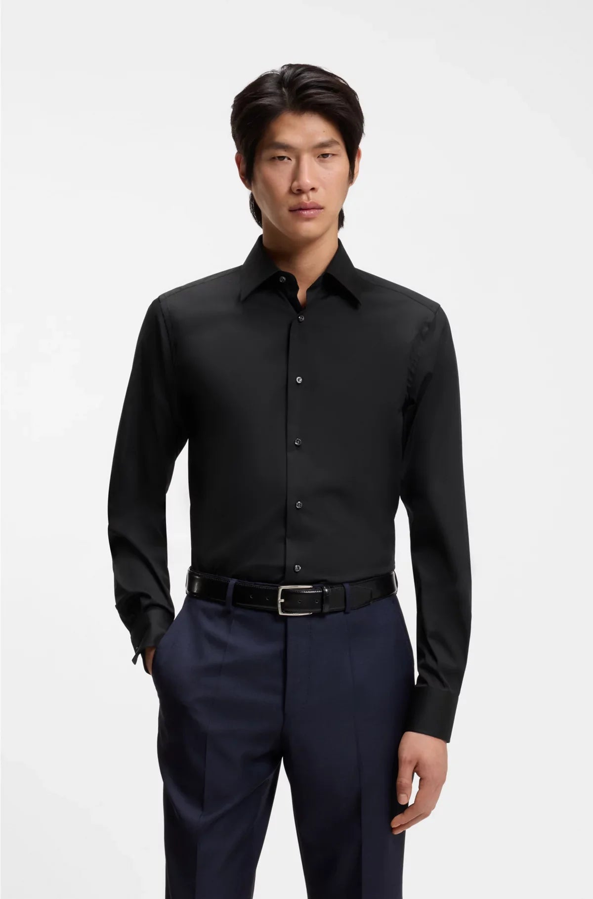 CAMICIA SLIM-FIT IN POPELINE STRETCH DI MISTO COTONE