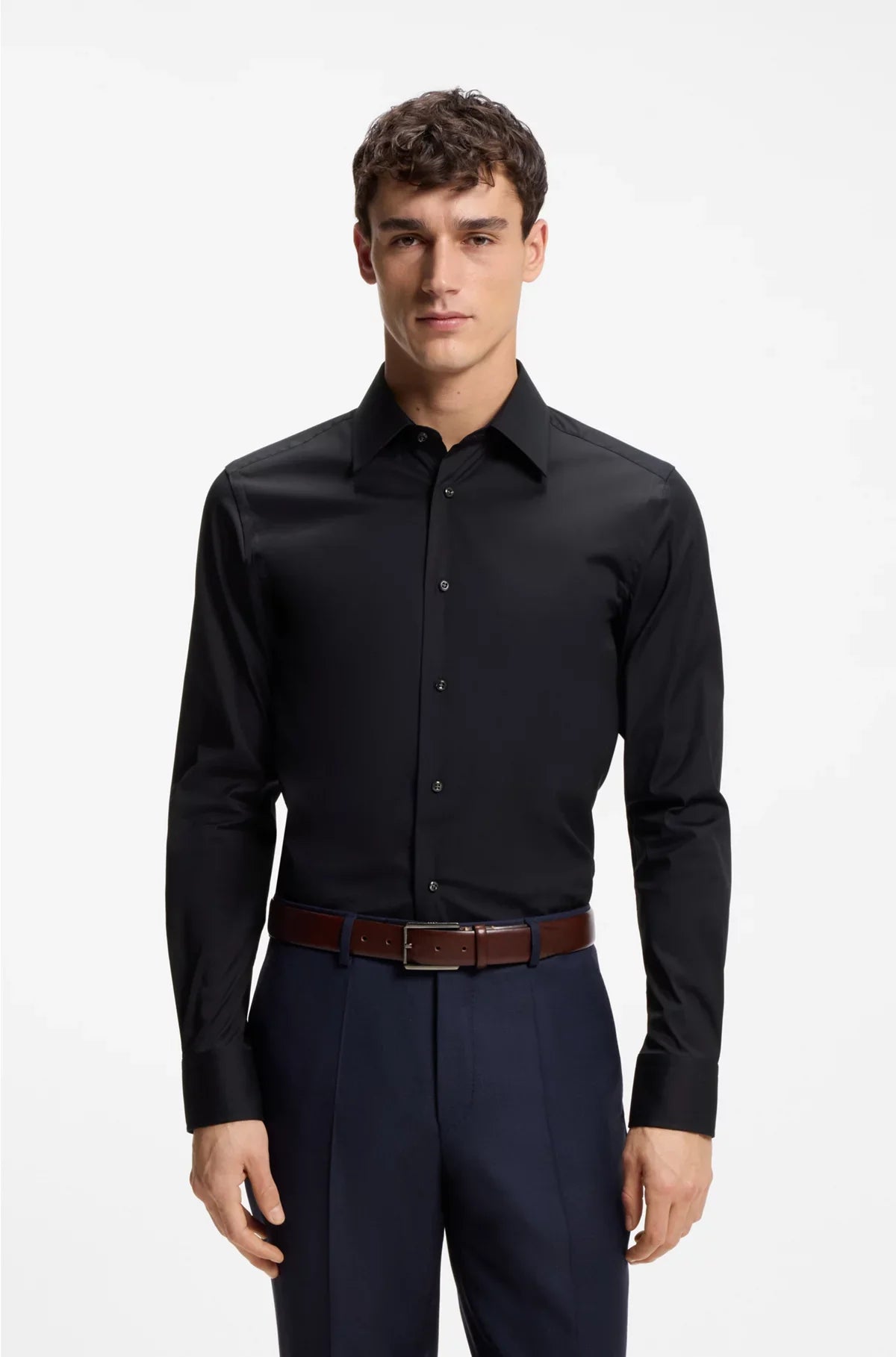CAMICIA SLIM-FIT IN POPELINE STRETCH DI MISTO COTONE