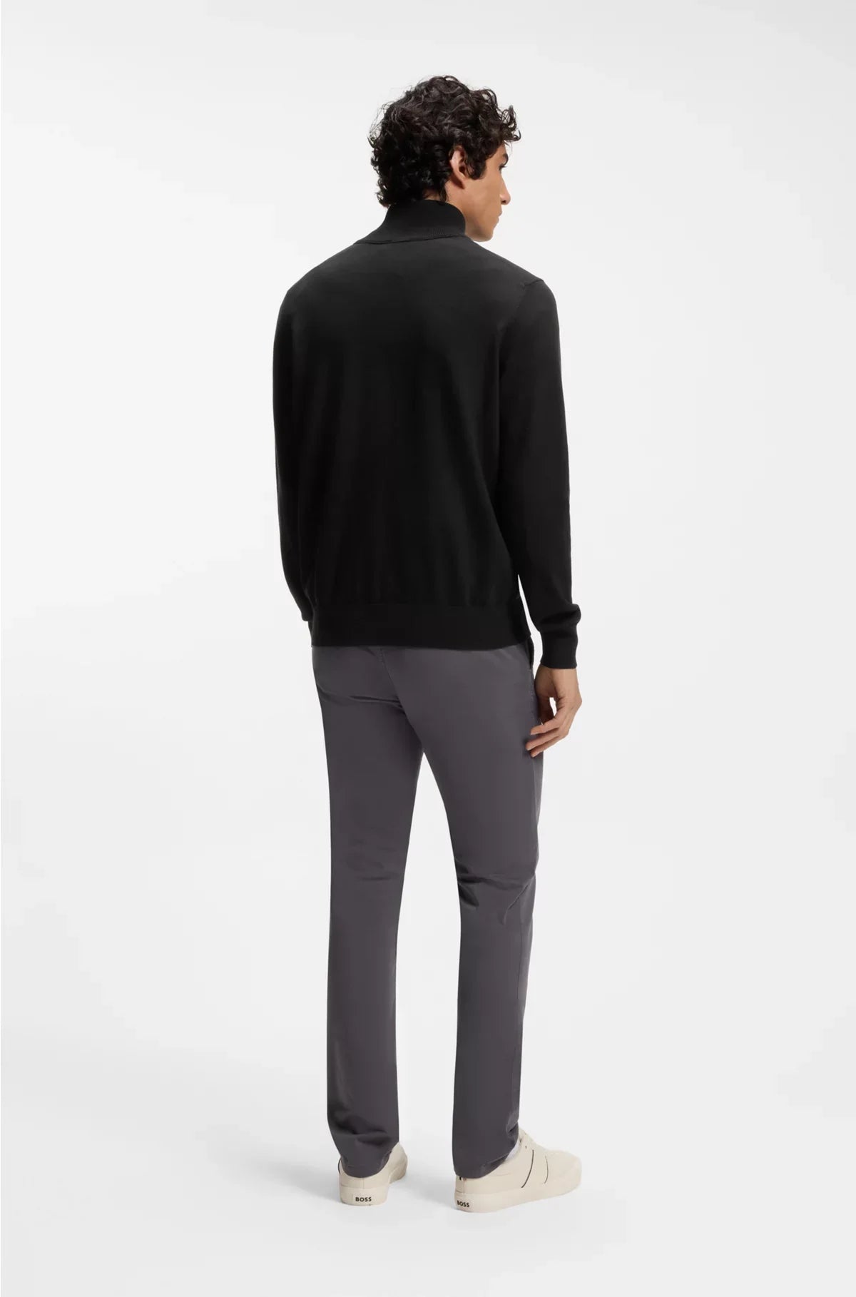 LOGO-PATCH ZIP-NECK SWEATER IN COTTON AND CASHMERE