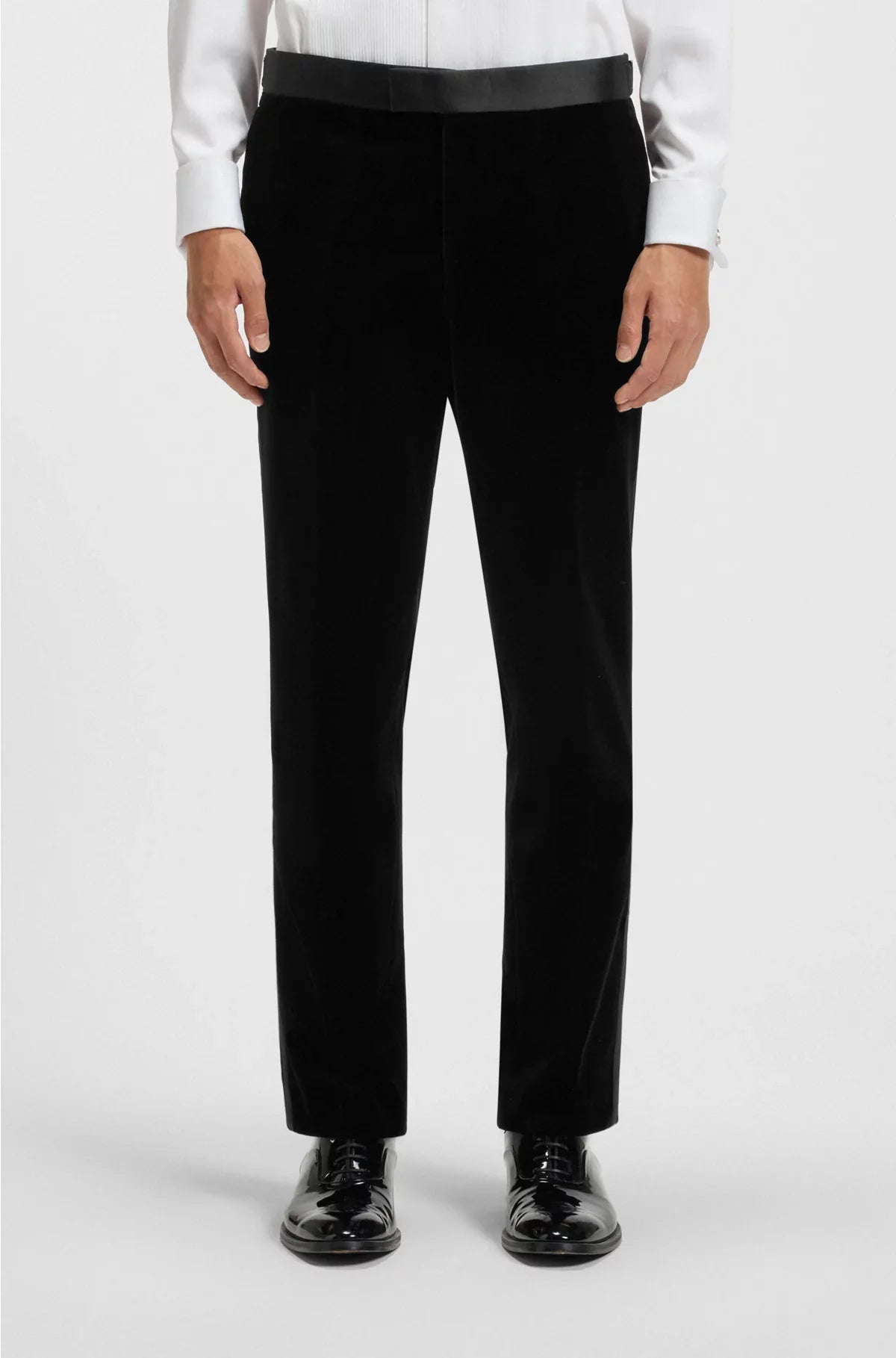 SLIM-FIT TUXEDO TROUSERS IN COTTON VELVET