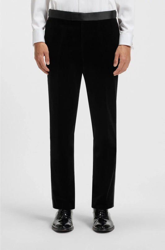 SLIM-FIT TUXEDO TROUSERS IN COTTON VELVET