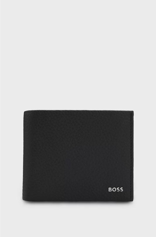 PORTAFOGLIO TRIFOLD IN PELLE GRANA CON LETTERING LOGO
