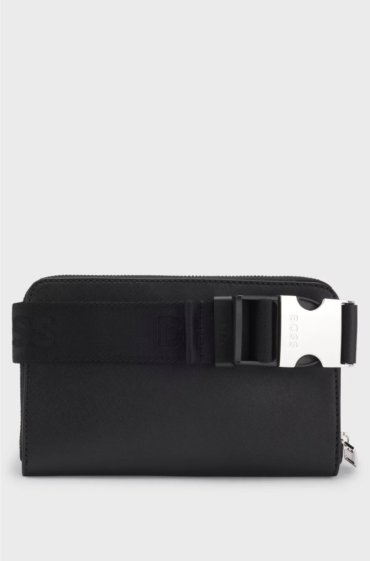 STRUCTURED CROSSBODY BAG WITH BRANDED TRIMS