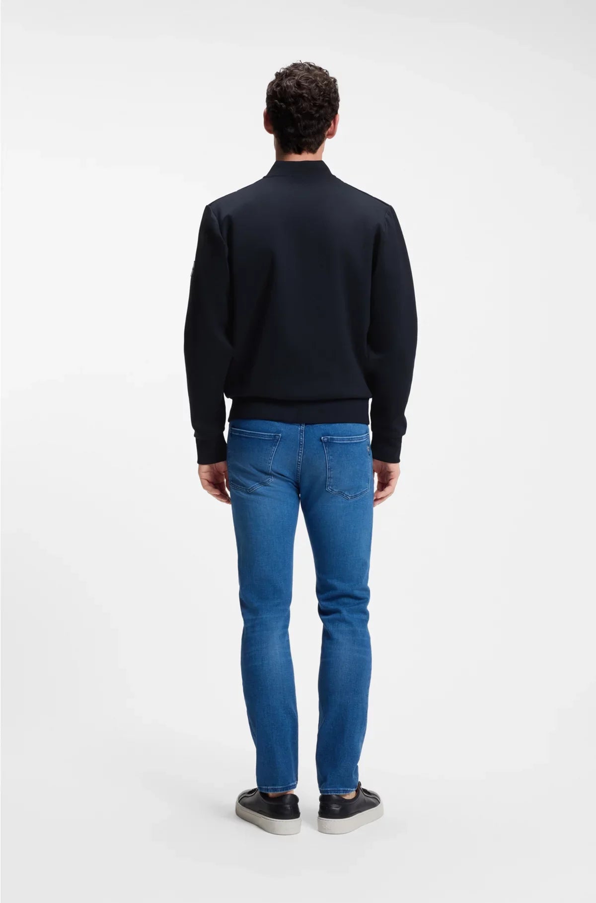 COTTON-BLEND ZIP-UP SWEATSHIRT WITH PADDED FRONT
