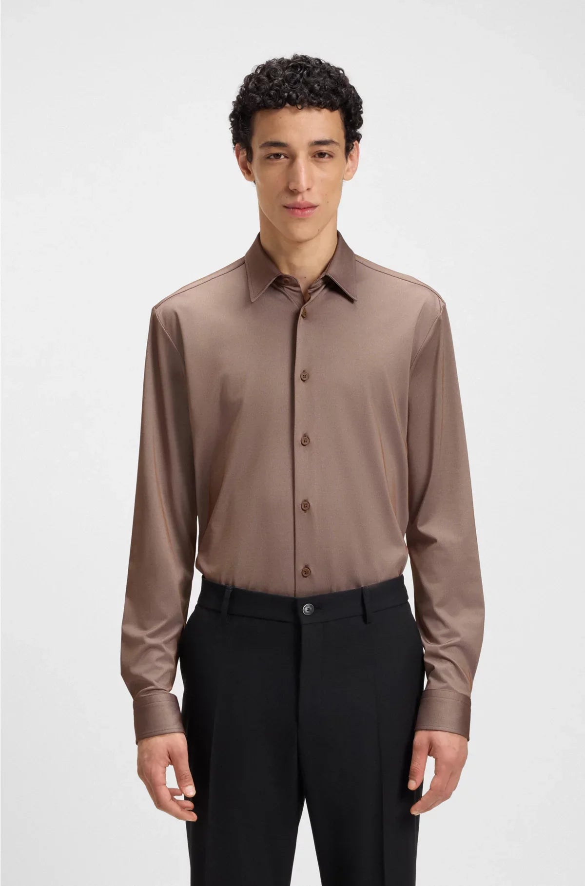 SLIM-FIT SHIRT IN STRUCTURED PERFORMANCE-STRETCH FABRIC